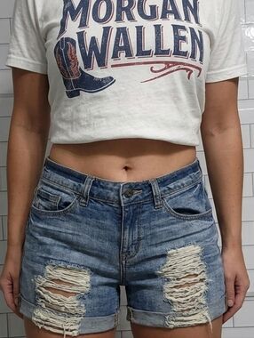 Distressed Denim Shorts Size Small Distressed Medium wash